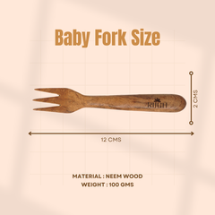 Rijuh Neem Wood Baby Spoon & Fork Combo – Pack of 3+3
