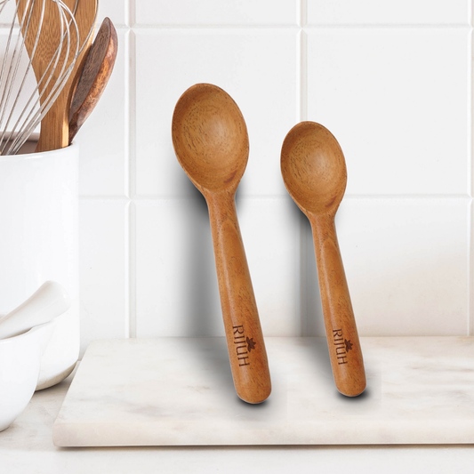 Eco-Friendly Neem Wood Baby Spoon (Pack of 5) | Safe, BPA-Free, and Sustainable Cutlery