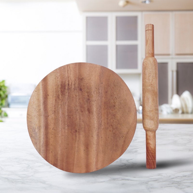 Siris Wood Chakla Belan | Handcrafted | Non-Slip Rolling Board | Smooth & Durable | Best for Rotis, Parathas & Baking