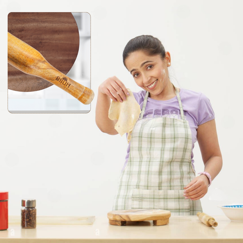 Siris Wood Chakla Belan | Handcrafted | Non-Slip Rolling Board | Smooth & Durable | Best for Rotis, Parathas & Baking
