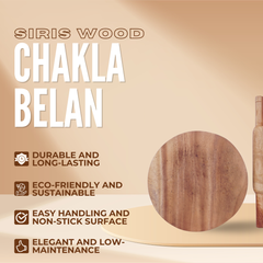 Siris Wood Chakla Belan | Handcrafted | Non-Slip Rolling Board | Smooth & Durable | Best for Rotis, Parathas & Baking
