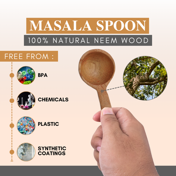Wooden Masala Spoon | Made with Neem wood | Compact | Non stick