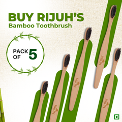 Rijuh Eco-Friendly Bamboo Toothbrush - Pack of 5