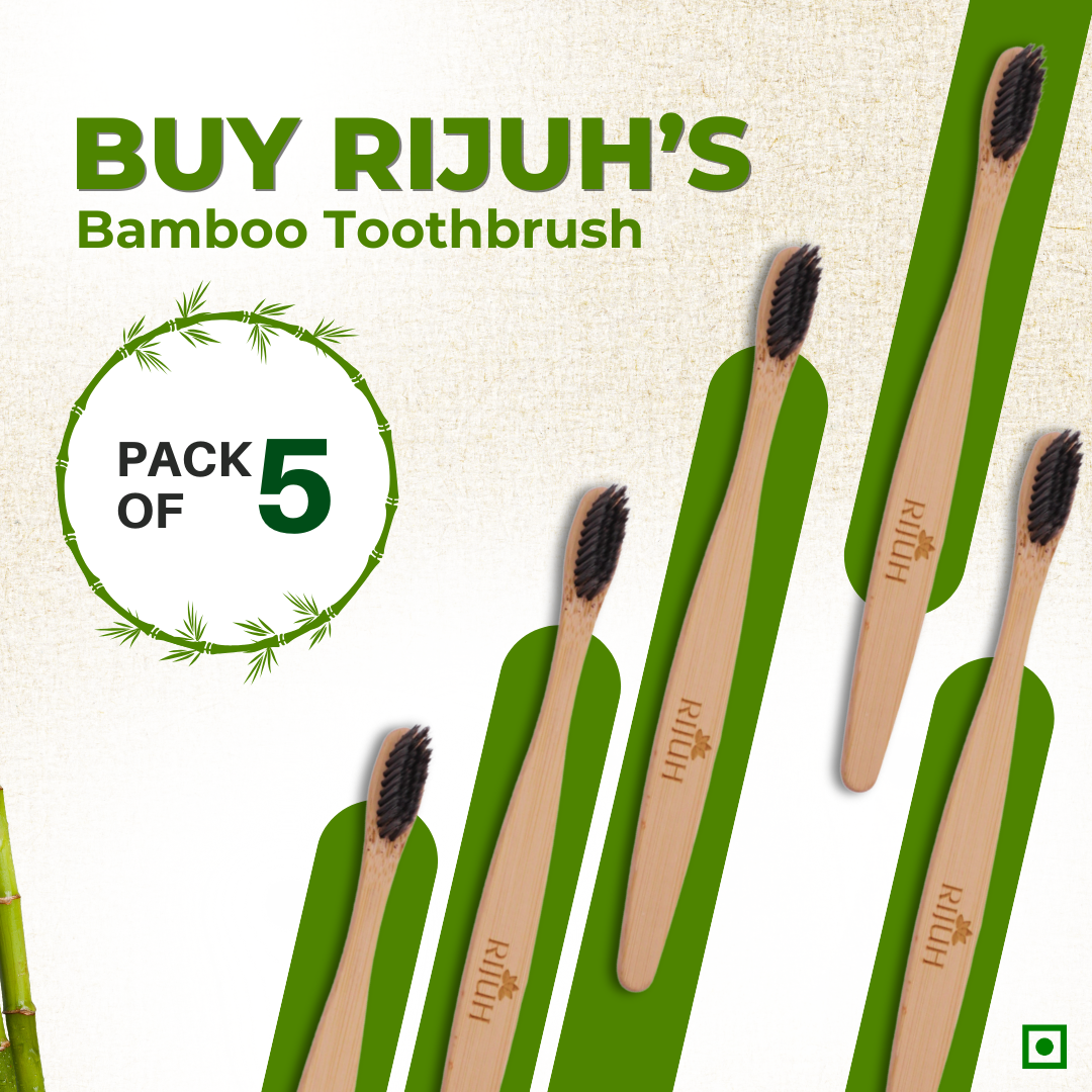Rijuh Eco-Friendly Bamboo Toothbrush - Pack of 5