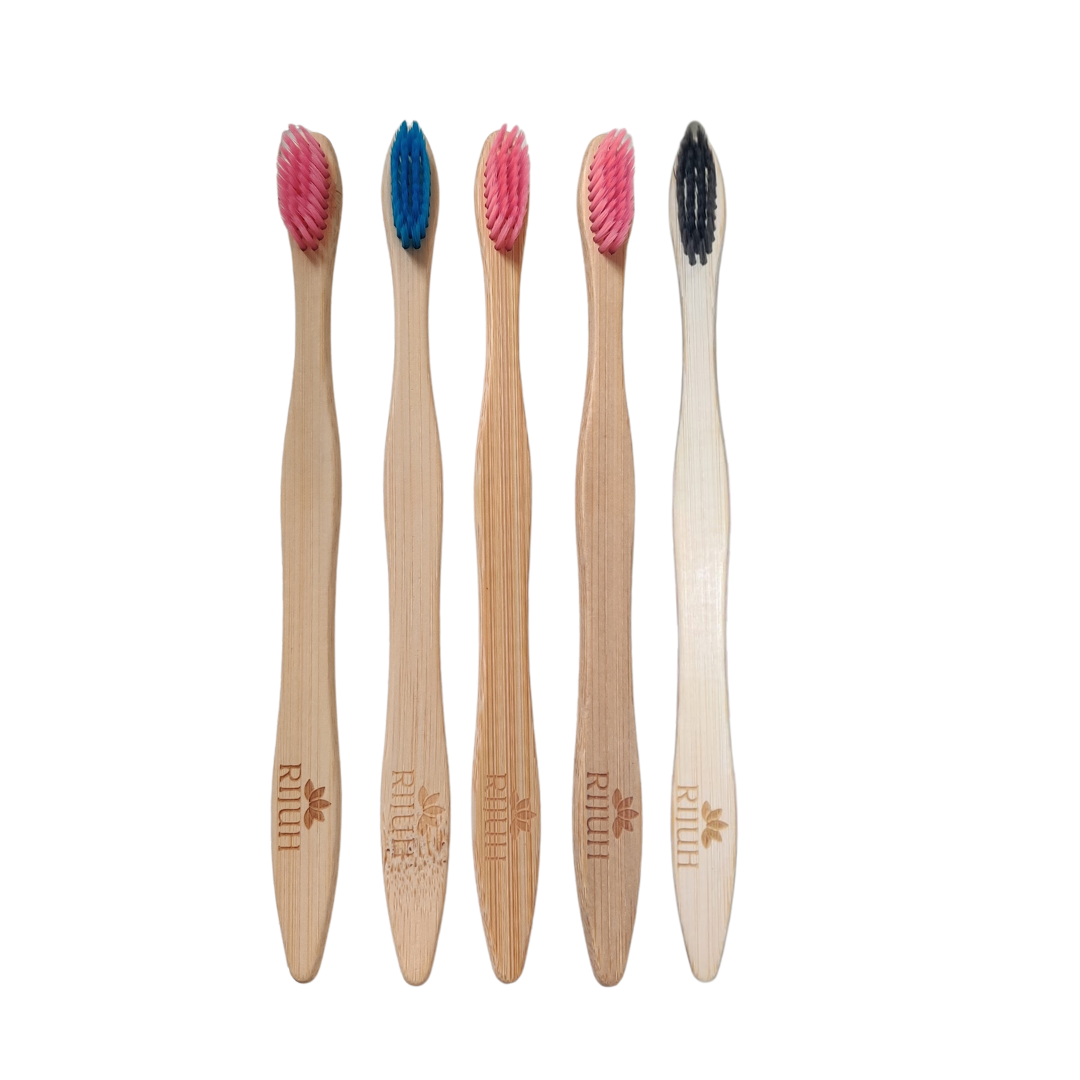 Rijuh Eco-Friendly Bamboo Toothbrush - Pack of 5