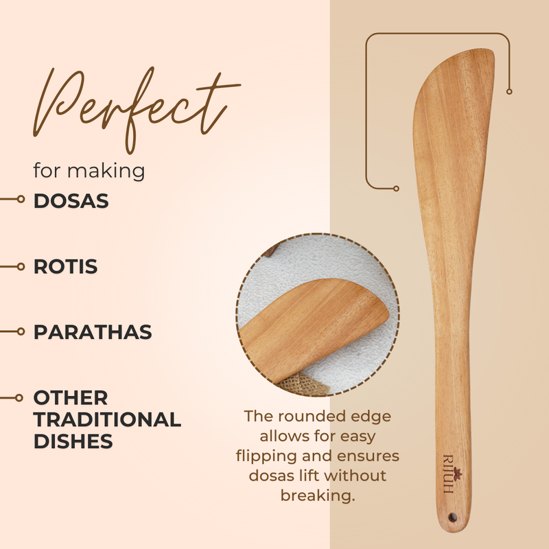 Wooden Half Flip | Made with Neem wood | Compact | Non stick