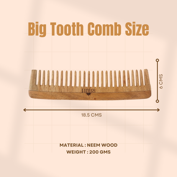 Kacchi Neem Wooden Big Tooth Comb
