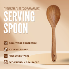 Wooden Serving Spoon | Made with Neem wood | Compact | Non stick | Best for serving & mixing