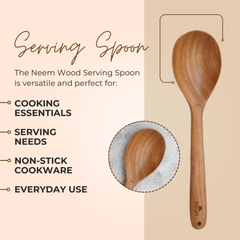 Wooden Serving Spoon | Made with Neem wood | Compact | Non stick | Best for serving & mixing